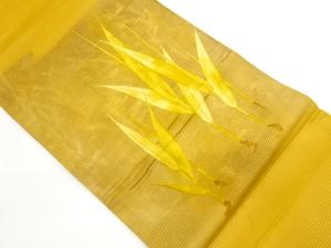 絽水辺に草葉模様織出し開き名古屋帯（額縁仕立て）